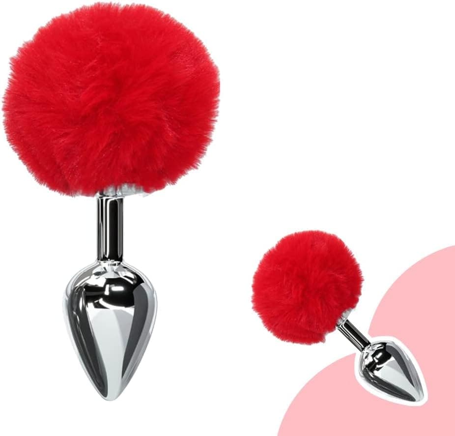 Plug Anal Cola de Conejo Roja 7 cm